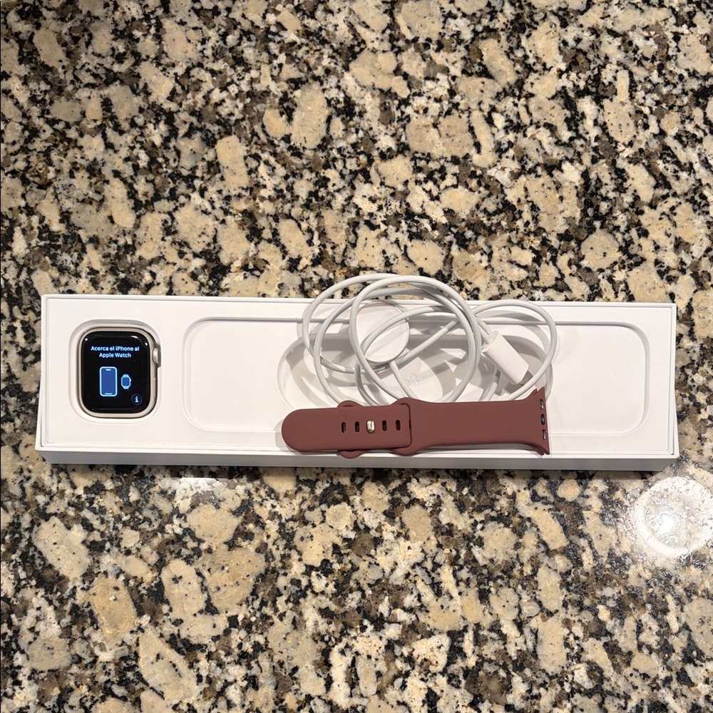 Series 7 Apple Watch with Brown Band and Charger